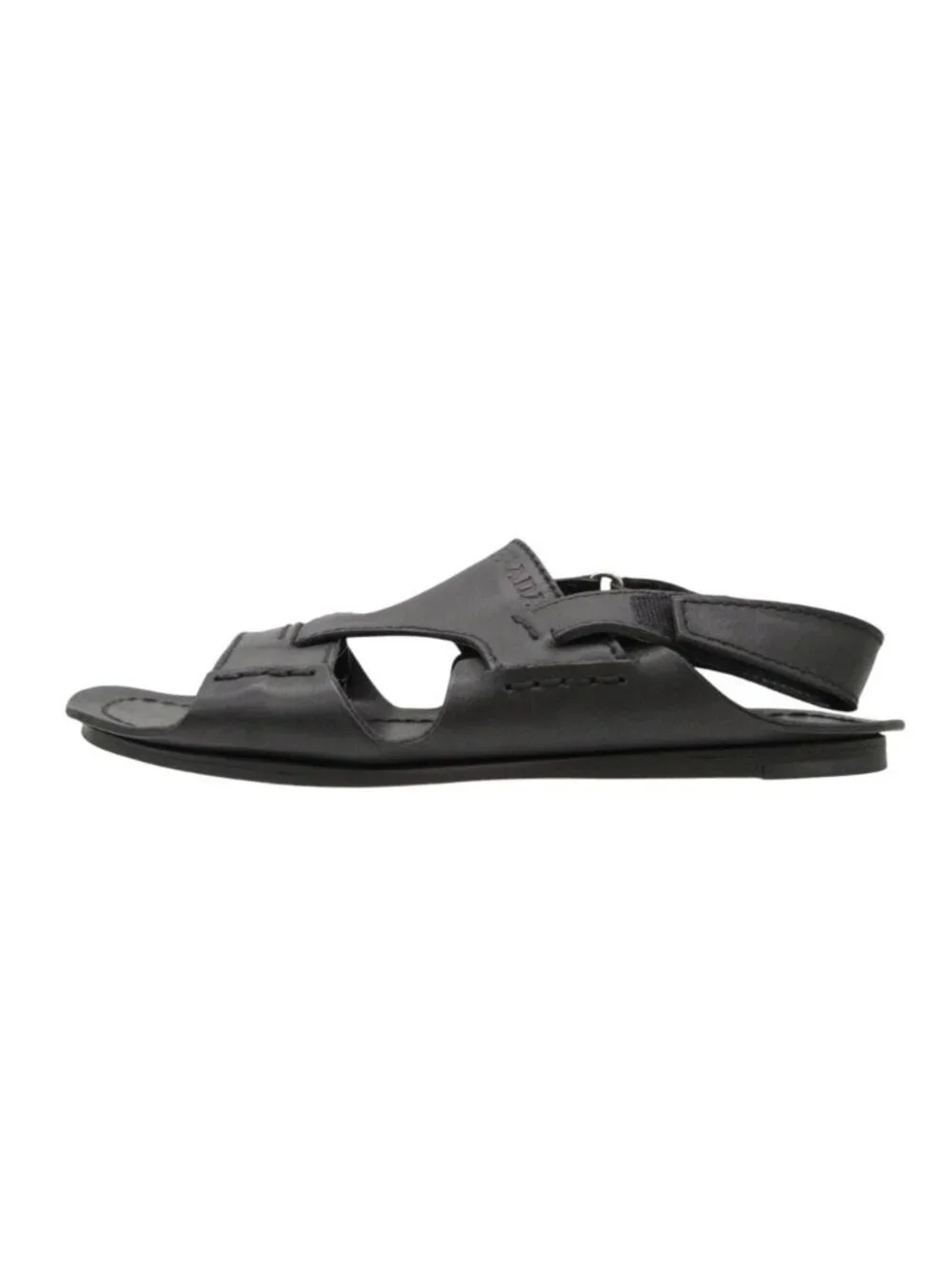 Prada Sandals Logo Leather Shoes Black 7
